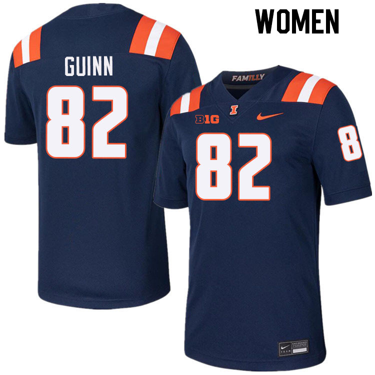 Women #82 Nate Guinn Illinois Fighting Illini College Football Jerseys Stitched-Navy